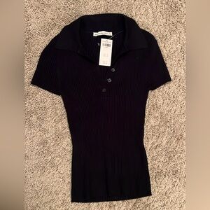 Abercrombie & Fitch Ribbed Collared Top